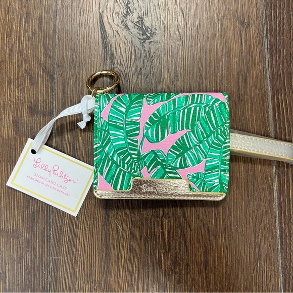 🆕 Lilly Pulitzer Vegan Keychain Slim Wallet Wristlet Let's Go Bananas NEW - Picture 3 of 5